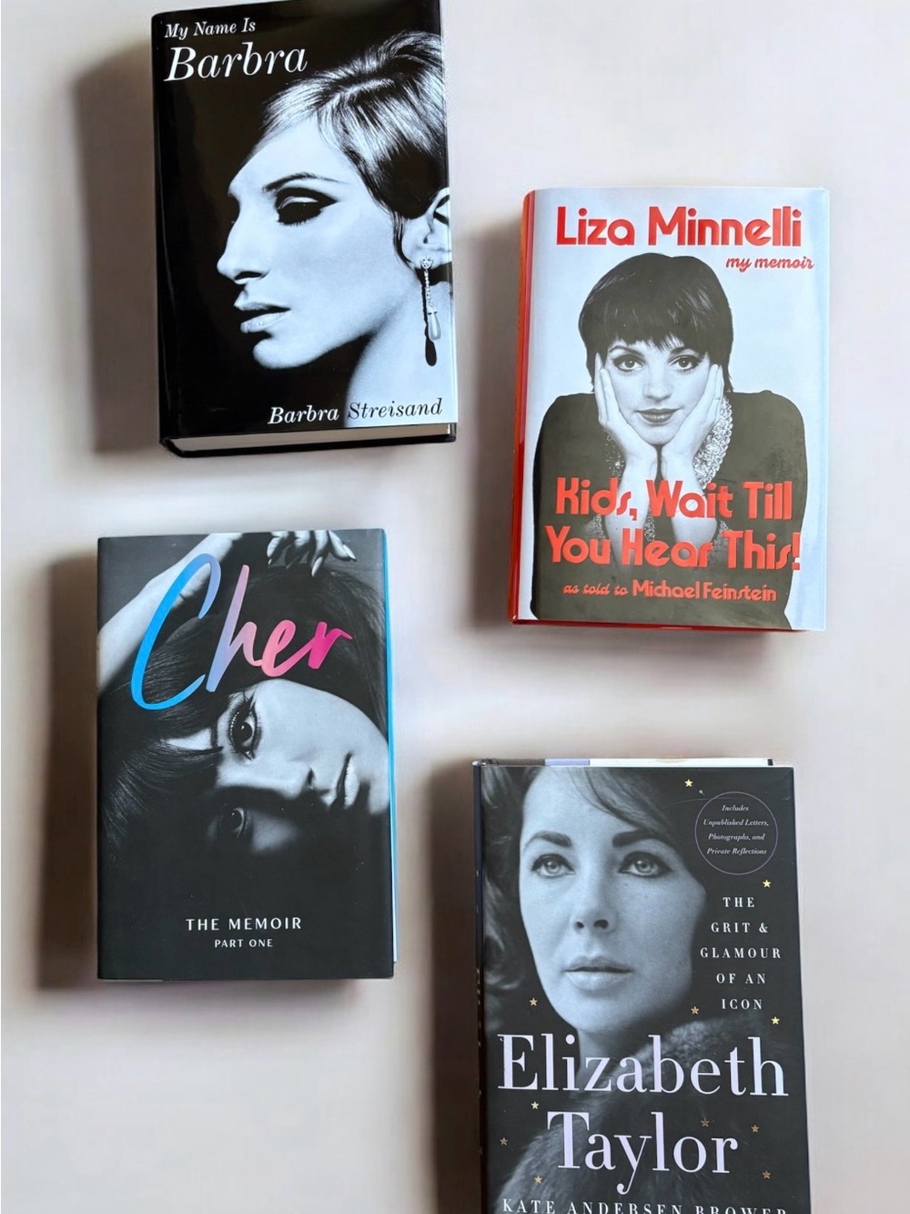 Celebrity Book Memoir Bundle — Barbara, Liza, Cher, Elizabeth Taylor